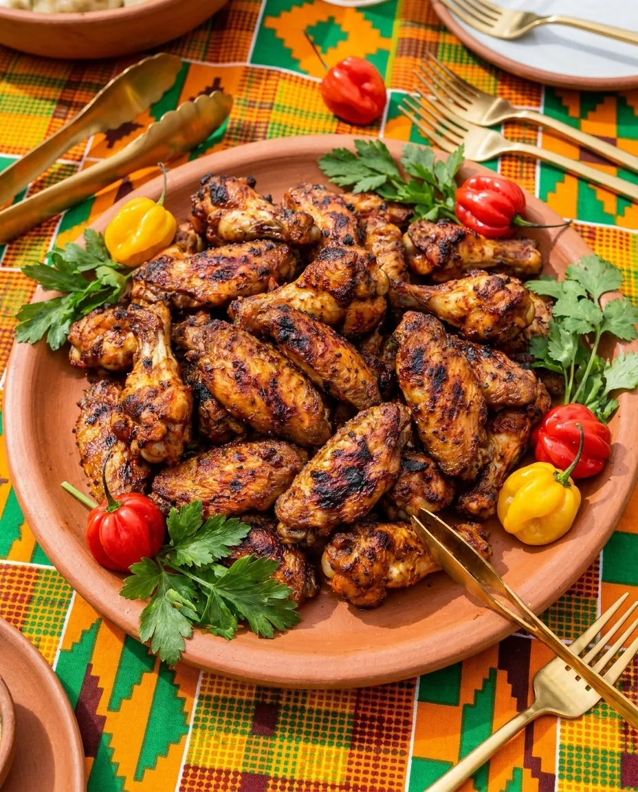 Peppered chicken on a platter